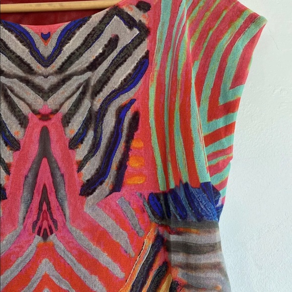 Fuzzi Italian Mesh Tank Top Zebra Stripe Floral size small - Picture 2 of 7